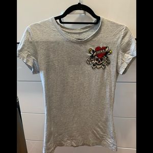 Ed Hardy skull detailed Gray T shirt size S
